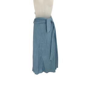 Tibi Light Blue Wrap Mido Skirt Lyocell Coastal Minimal Women’s Size 4
